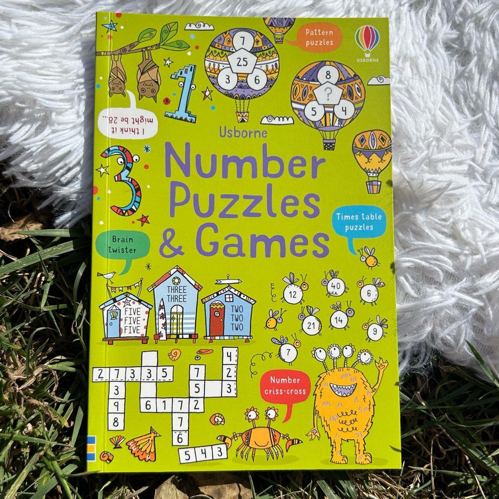 🩶5/$30 Usborne Number Puzzles & Games Book for Kids 7+ by Phillip Clark NEW